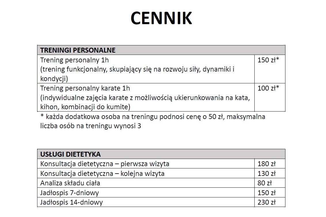 cennik personalne dietytyka